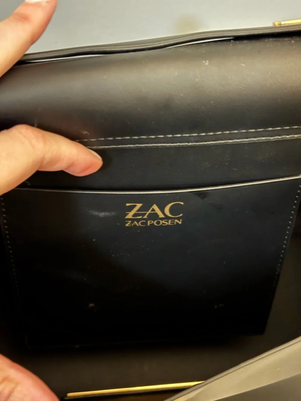 Zac Posen Eartha Black Leather Top Handle Crossbody Bag